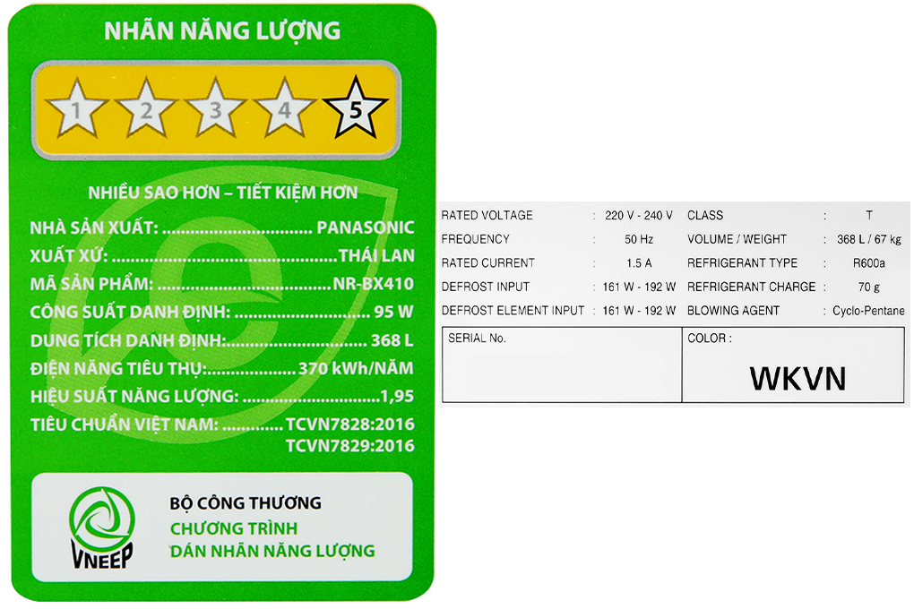 Tủ lạnh Panasonic Inverter 368 lít NR-BX410WKVN Model 2020