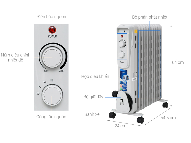 Quạt sưởi dầu Midea MH-O23-11A