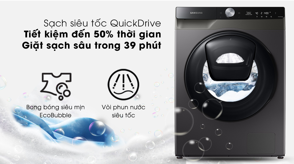 Máy giặt sấy Samsung Addwash Inverter 9.5kg WD95T754DBX/SV