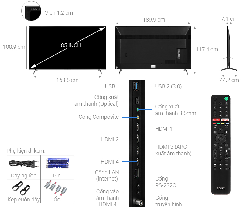 Android Tivi Sony 4K 85 inch KD-85X8000H