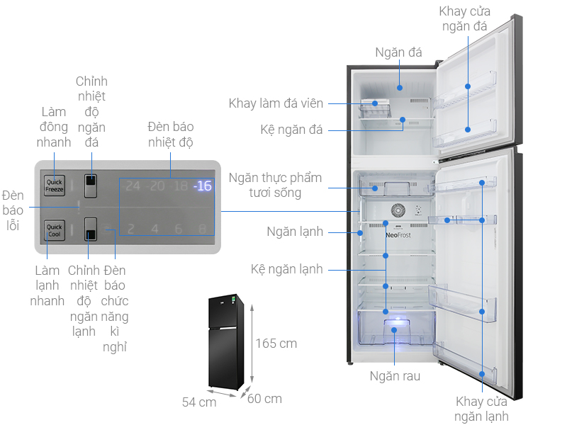 Tủ lạnh Beko Inverter 250 lít RDNT271I50VWB