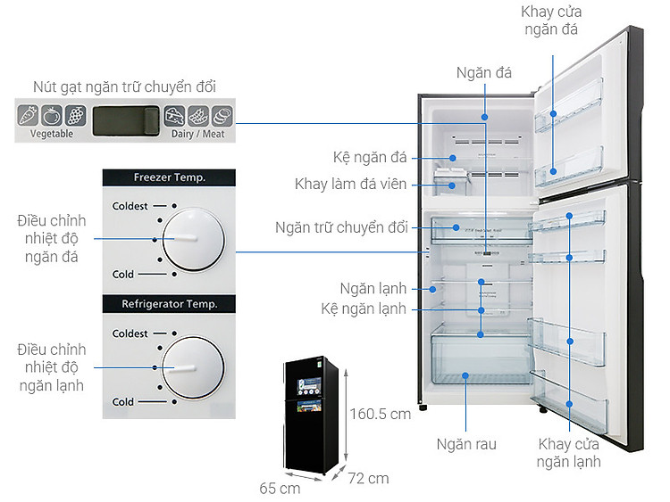 Tủ lạnh Hitachi Inverter 339 lít R-FVX450PGV9(GBK)