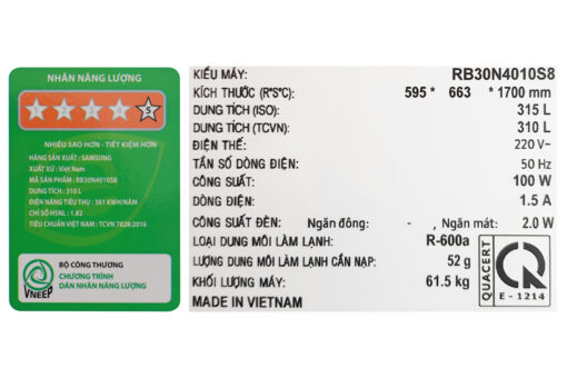 Tủ lạnh Samsung Inverter 310 lít RB30N4010S8/SV