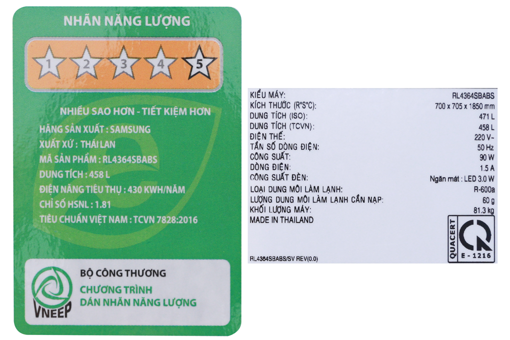 Tủ lạnh Samsung Inverter 458 lít RL4364SBABS/SV
