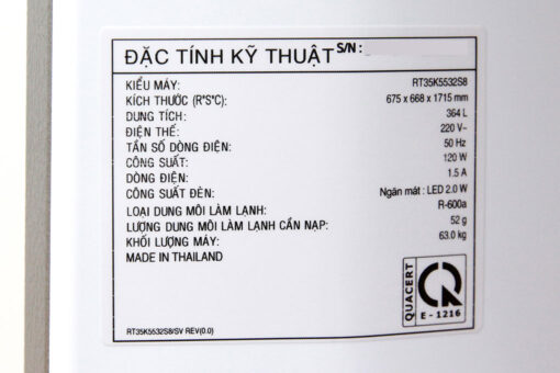 Tủ lạnh Samsung Inverter 364 lít RT35K5532S8/SV