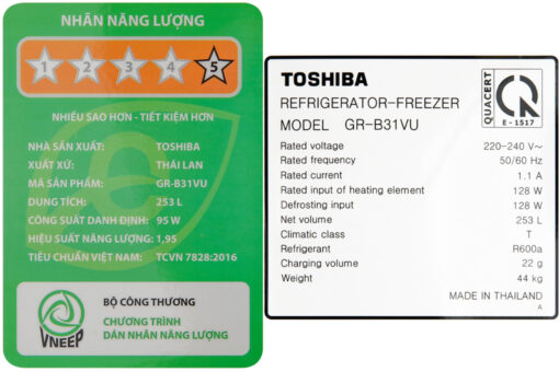 Tủ lạnh Toshiba Inverter 253 lít GR-B31VU UKG