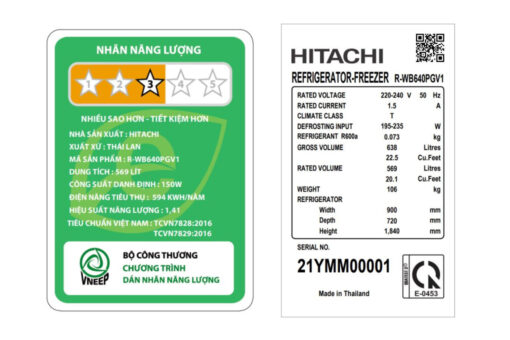 Tủ lạnh Hitachi Inverter 569 lít R-WB640PGV1 GMG