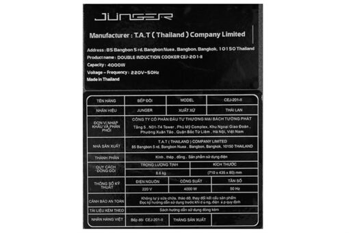 Bếp từ 2 vùng nấu Inverter Junger CEJ-201-II 4000W