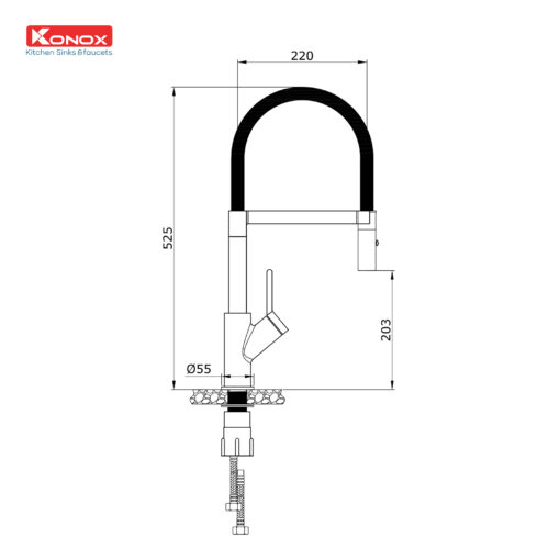 Vòi rửa Konox thân mềm Bian nóng lạnh