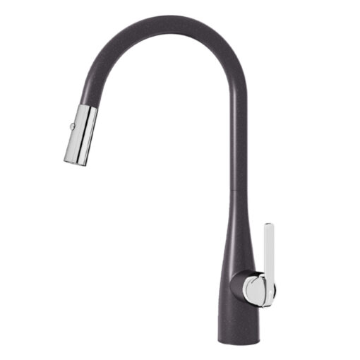 Vòi rửa Konox dây rút Curva Black nóng lạnh