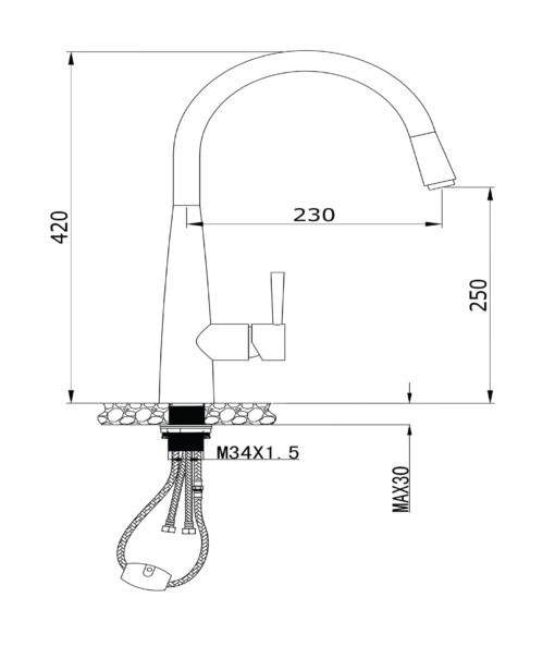 Vòi rửa Konox dây rút KN1901B nóng lạnh