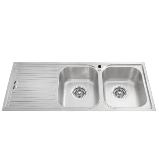 Chậu rửa Inox 2 hố Malloca 116cm MS 1025L NEW bàn chờ trái