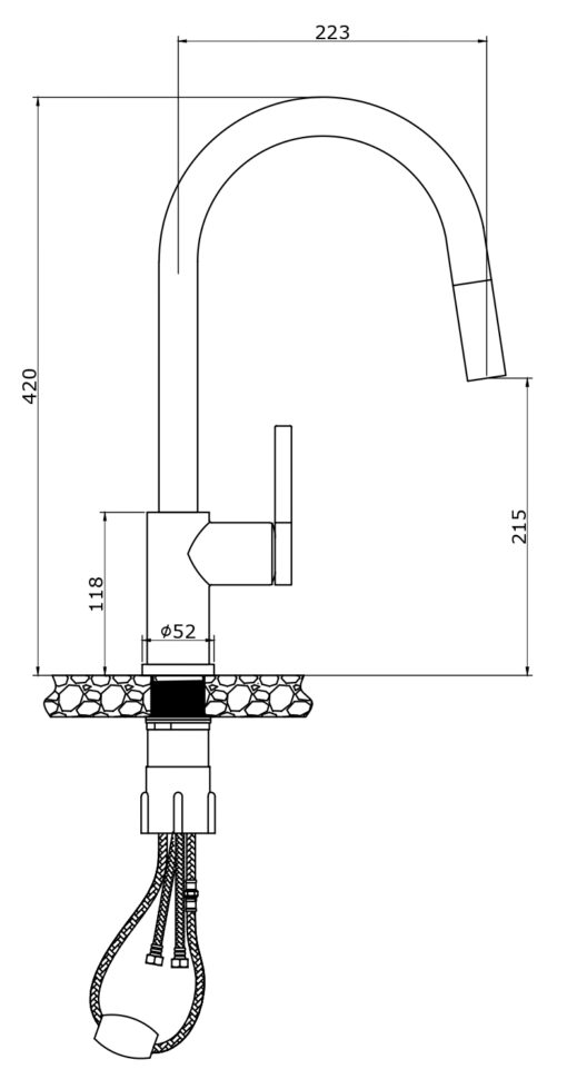 Vòi rửa Konox dây rút Alto Chrome
