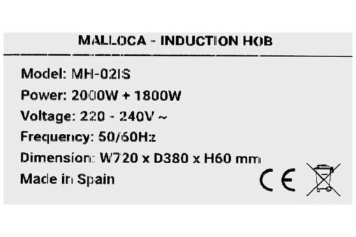 Bếp từ 2 vùng nấu lắp âm Malloca MH-02IS