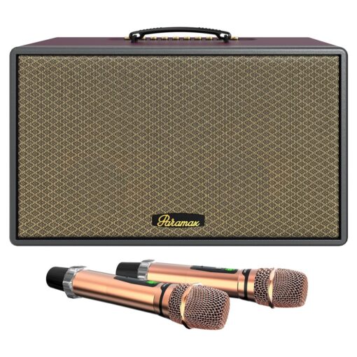 Loa xách tay Paramax Saga Burgundy bass 20cm 300W 16kg kèm 2 micro