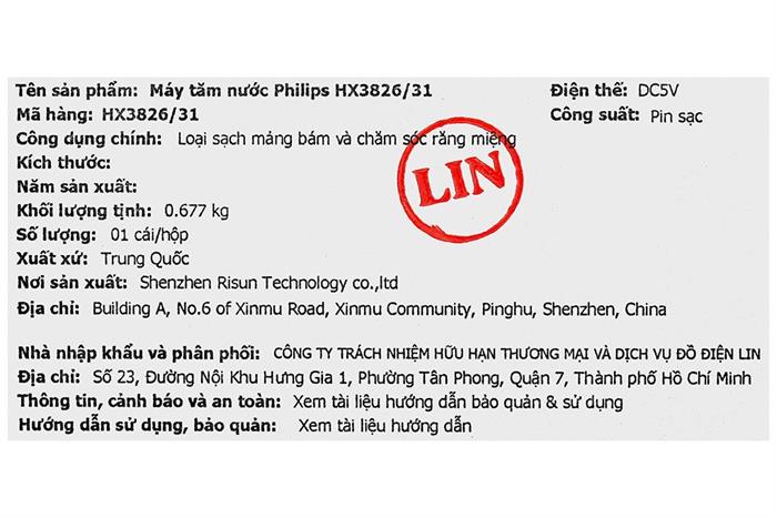 Máy tăm nước cầm tay Philips HX3826/31