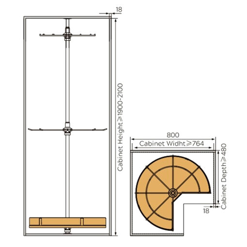 Giá treo đồ góc 3 tầng Eurogold EUA228270 80cm