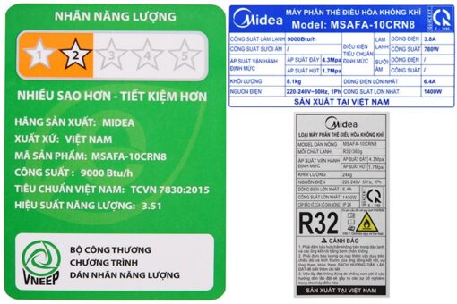 Điều hoà Midea 1 HP 9000btu MSAFA-10CRN8