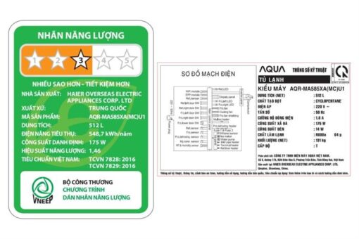 Tủ Lạnh Aqua Inverter 512 Lít AQR-MA585XA(MC)U1