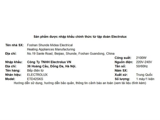 Bếp từ 1 vùng nấu Electrolux ETD42SKS