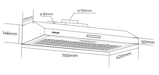 Máy hút mùi gắn tường 70cm Kocher K-6070Pro