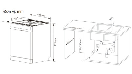 Máy rửa bát 17 bộ Kocher KDEU-X15S