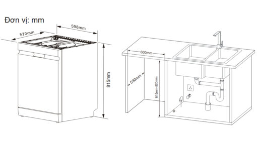 Máy rửa bát 17 bộ diệt khuẩn UV Kocher KDEU-X16B