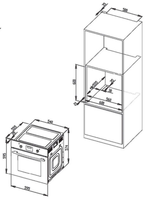 Lò nướng âm tủ 68 lít Kocher KOEU-68S08F