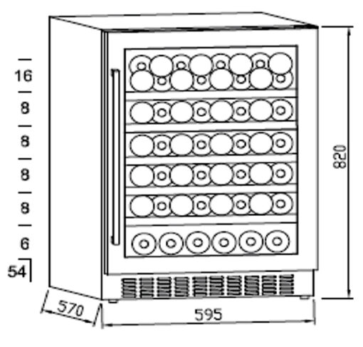 Tủ bảo quản rượu 54 chai 135 lít Kocher KWEU-1156B
