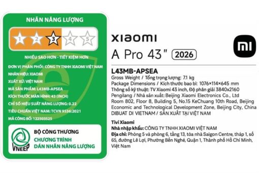 Google Tivi QLED Xiaomi A Pro 4K 43 inch L43MB-AFSEA